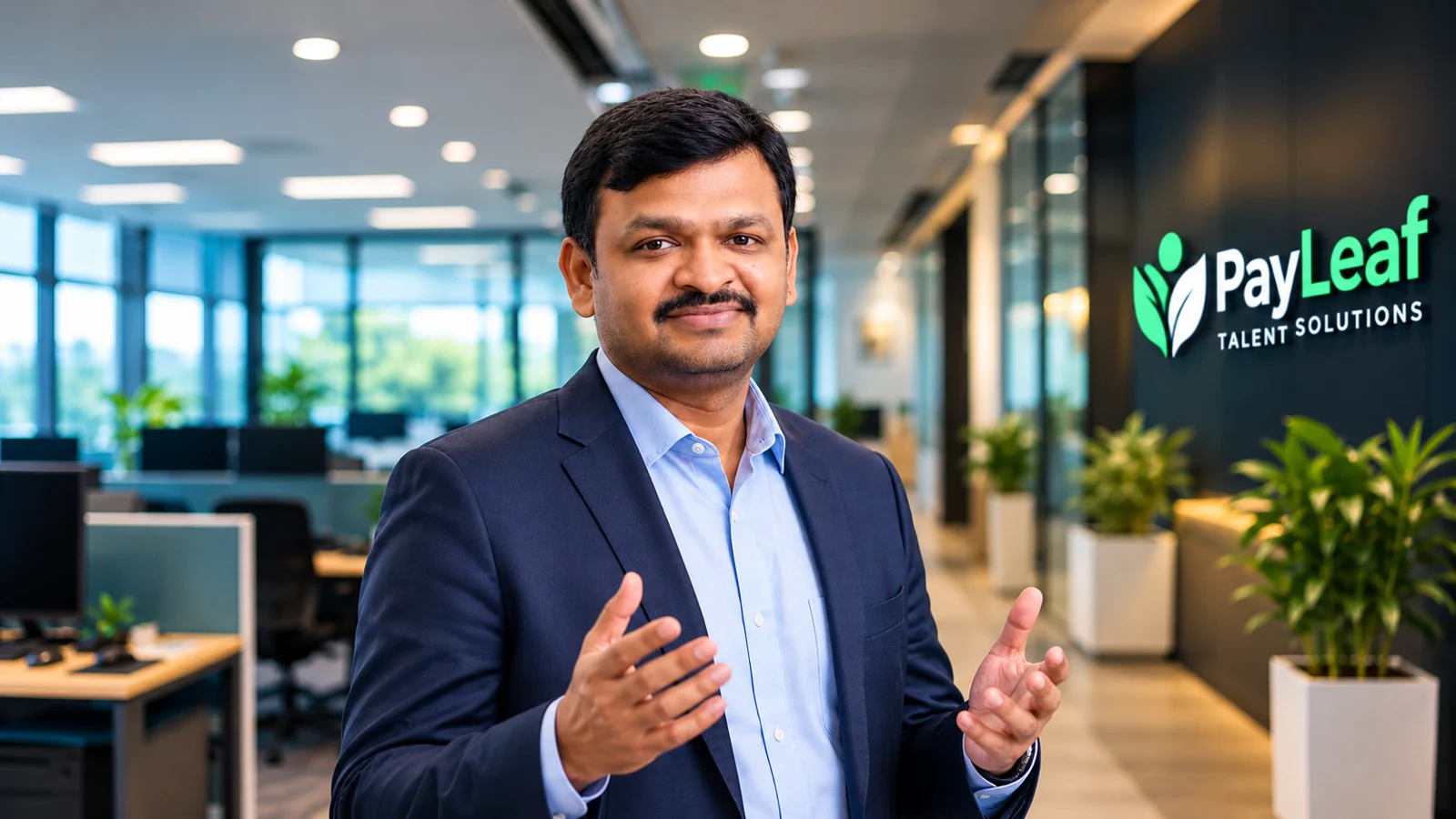 PayLeaf Talent Solutions founder in a professional office